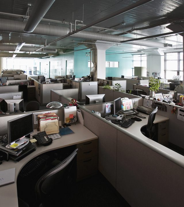 Empty cubicles in office